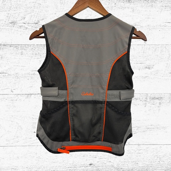 Cabela's Charcoal and Slate Vest with Tangerine Highlights - Picture 2 of 4
